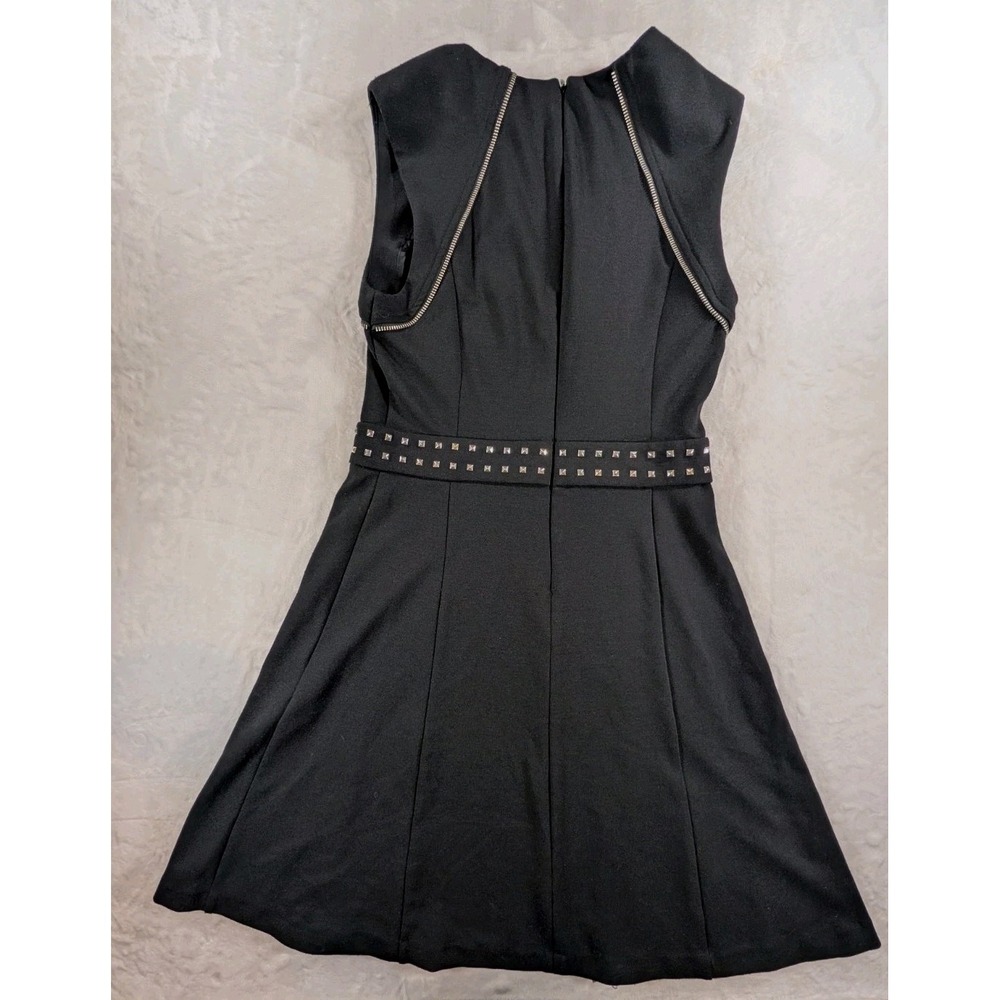 MICHAEL KORS Black PONTE Studded ZIPPER DETAIL Club FIT FLARE Dress Size 8 / 10 - Picture 3 of 12
